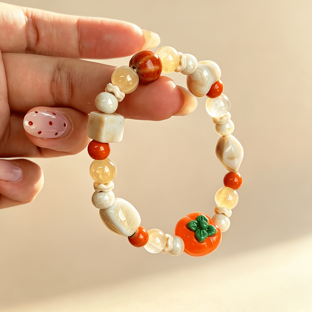 Persimmon Good Fortune Men's Stretch-Woven Bracelet, Unique